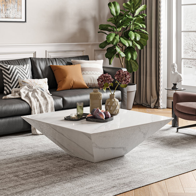 Wood and faux marble deals coffee table